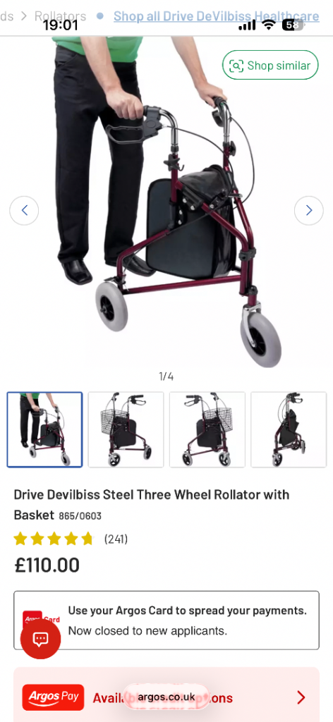Drive 3 wheeled walker 