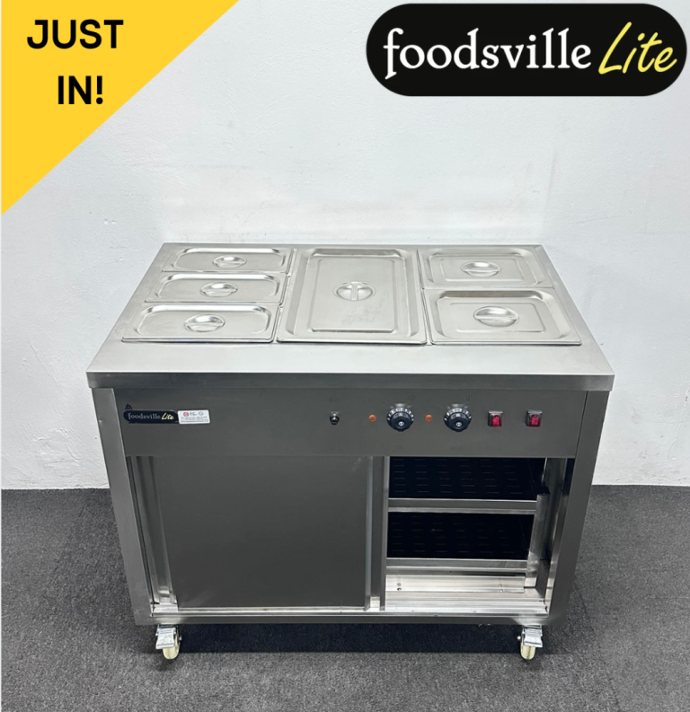 PAY OVER 3 MONTHS! - Hardly Used Foodsville Lite 3 x 1/1 GN Bain Marie & Hot Cupboard, On Wheels
