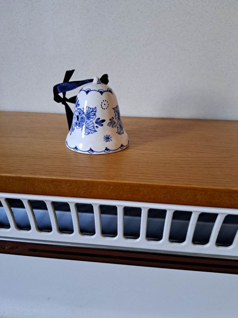 Decorative Ceramic Bell - Blue and White Floral Design