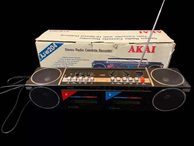 Vintage Retro Akai AJ-W204 Stereo Radio Cassette Recorder / Boombox - RARE MODEL 1980s