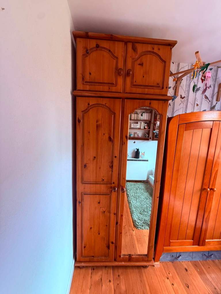 Solid Pine Double Wardrobe with Top Box
