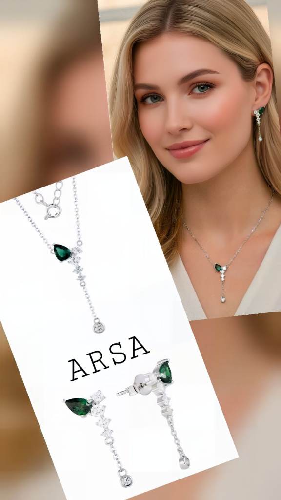 925 Silver Set With CZ-18ct gold plated-new-trendy-classy-women-girl-presnt-gift