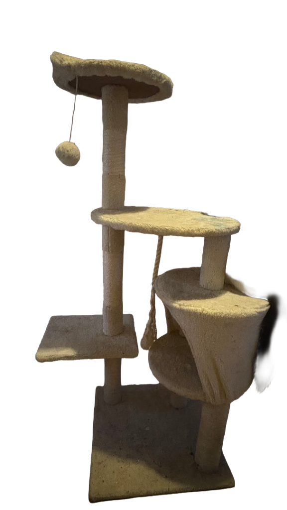 Slightly stained cat tree/tower with children paint 