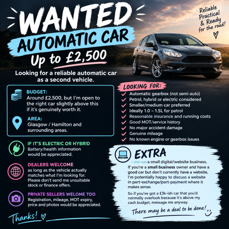 Wanted Automatic Car 🚗 Up To 2500
