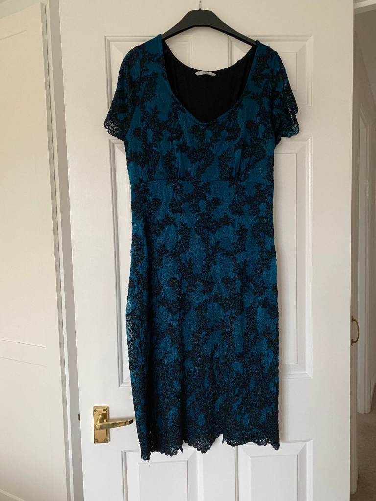 Lovely Turquoise and Black Dress Size 14