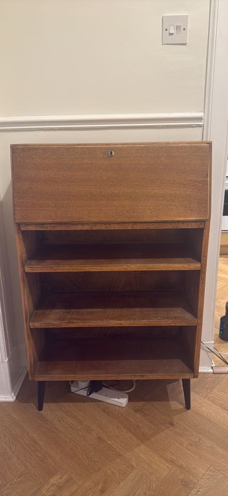 Vintage Wooden Bureau Desk with Shelves – Good Condition