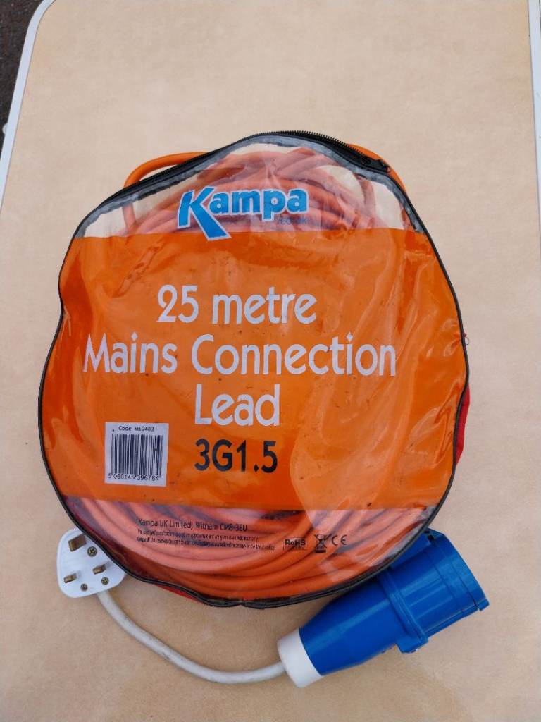 Kampa 25 Metre Mains Connection Lead – NEW, Unused