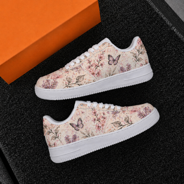 Butterfly Blossom Low-Top Sneakers | Floral Aesthetic Casual Shoes