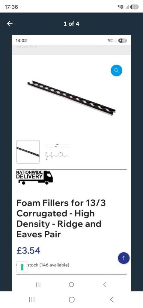 12 Foam Fillers for Corrugated Roofing - Ridge and Eaves Pair