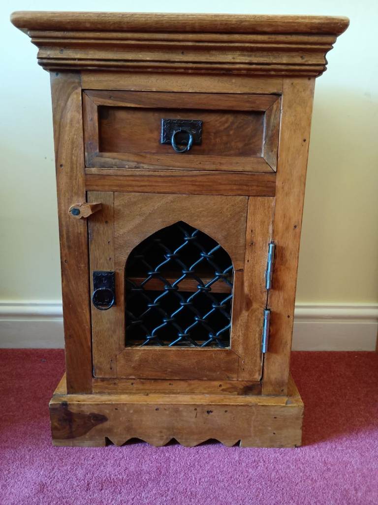 Jali Sheesham Indian rosewood small cabinet with drawer. Bedside/ lounge