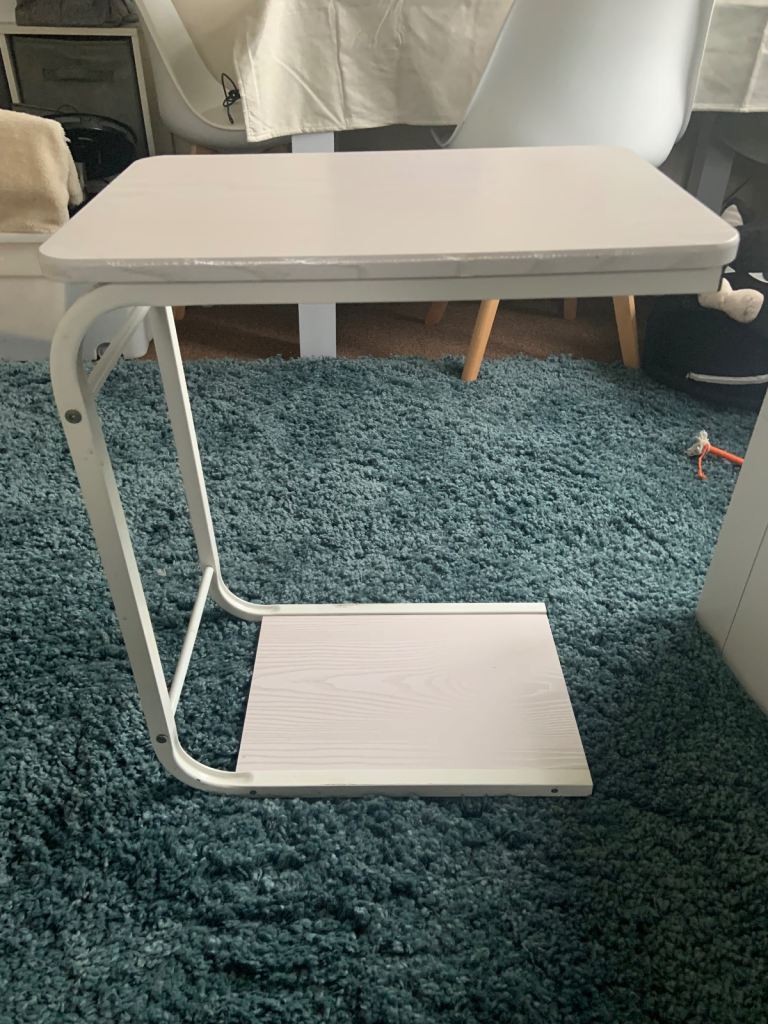 Over Bed or Chair Laptop Stand Desk TV Table Disability Aid White Mobile