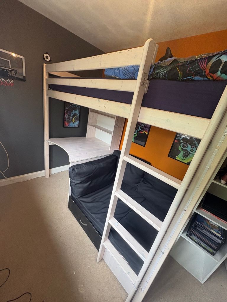 Kids High Sleeper Bed with Desk and Sofa Bed - Good Condition