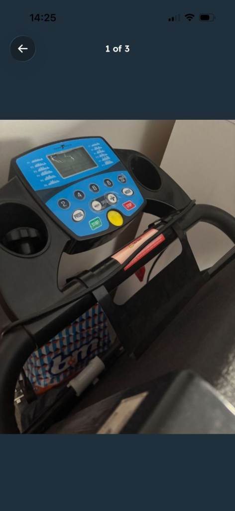 Good Condition Black Electric Treadmill with Blue Console