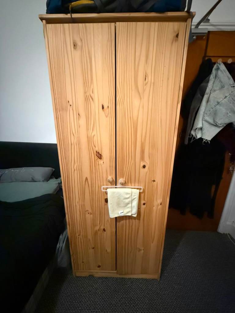 Pine Wardrobe with Hanging Rail – Good Condition