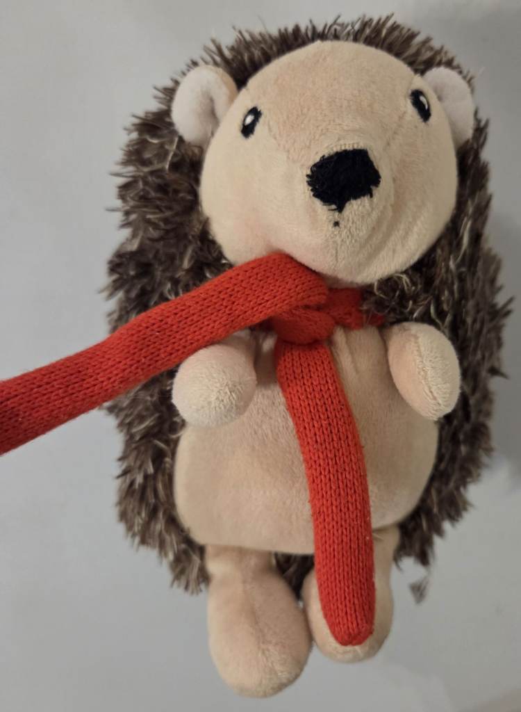 Harry the Hedgehog Soft Plush Toy 2020 ALDI Little Town 7 Inch Brown/beige/Red Scarf