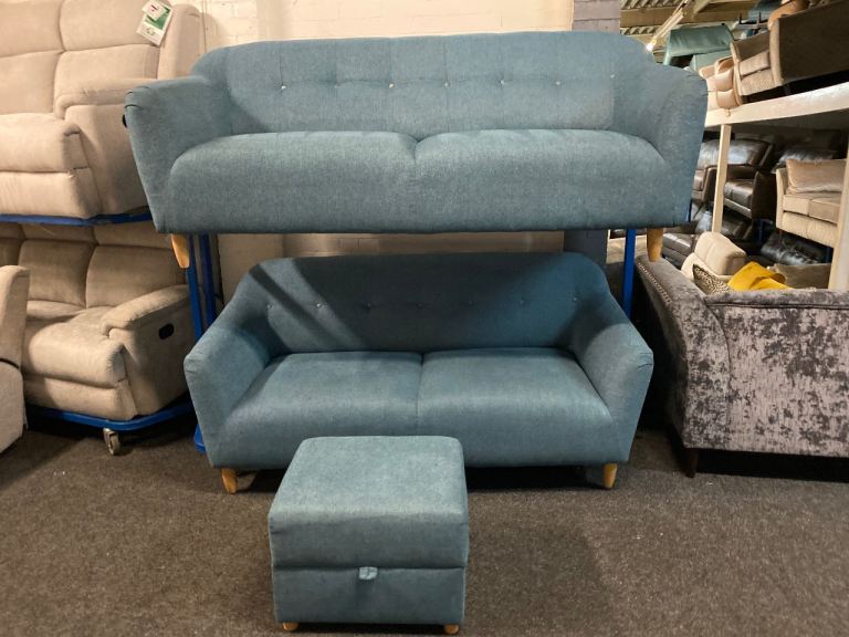 NEW EX DISPLAY JHON LEWIS PADDINGTON TEAL 3 + 2 SEATER SOFAS UPTO 65% OFF RRP