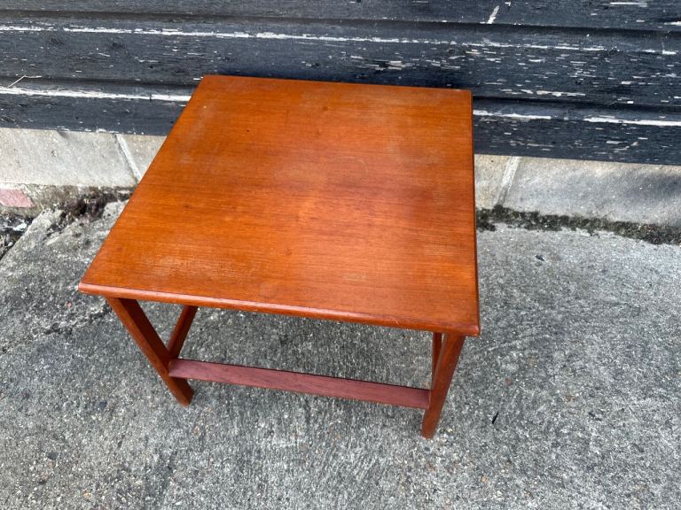 Vintage retro teak wooden mid century modern square coffee table MCM Danish 60s 70s