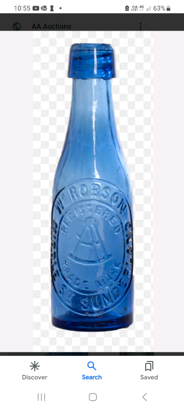 Wanted Bottle like this in Blue called Robson's, with a picture of a s