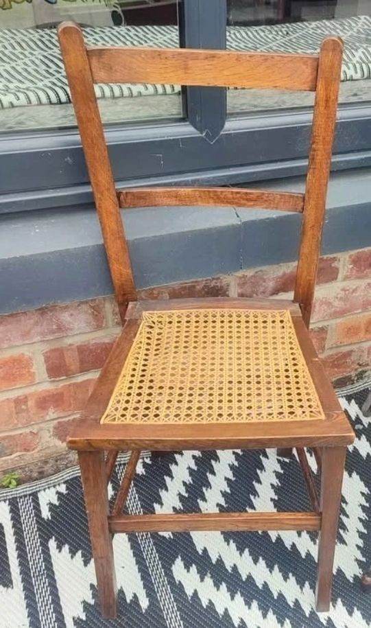 Antique Cane Danish Style bottomed Edwardian oak Dining Chair