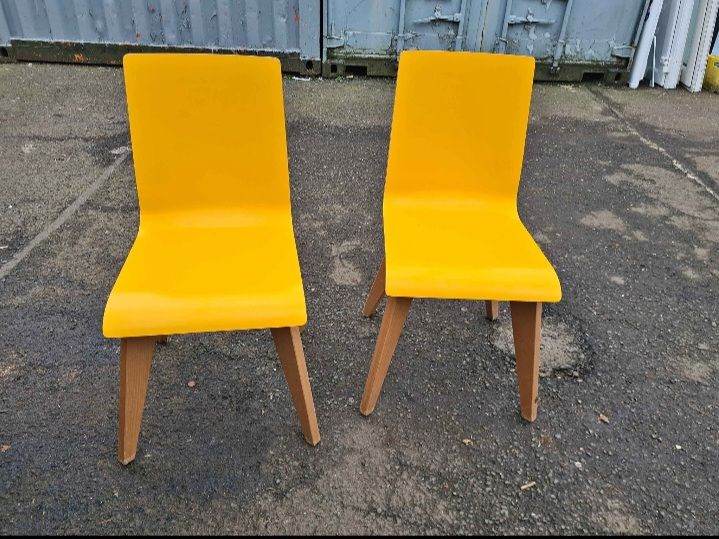 17 stylish Yellow Wooden Chairs – Café/Restaurant Quality – Matching Tables Available (Quick Sale)