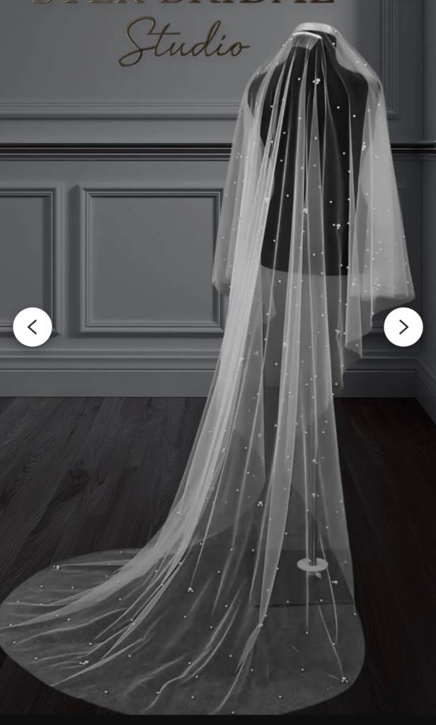 Two Tier Bridal Veil With Pearls double Layer 200 Cm