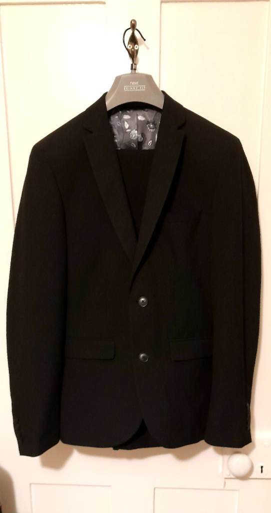 image for Mens Next Black suit-skinny fit-38R jacket/32R trousers