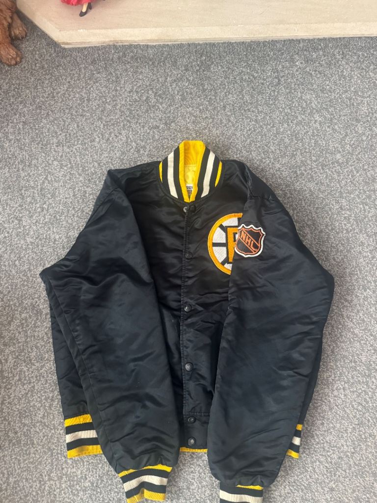 Vintage Starter Boston Bruins NHL Satin Bomber Jacket Centre Ice Collection - Size Medium