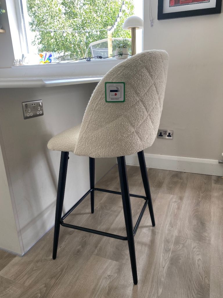 Lakeland furniture, Brooklands Bar Stool in Cream Boucle & Black Base - £65 each /Set of 4