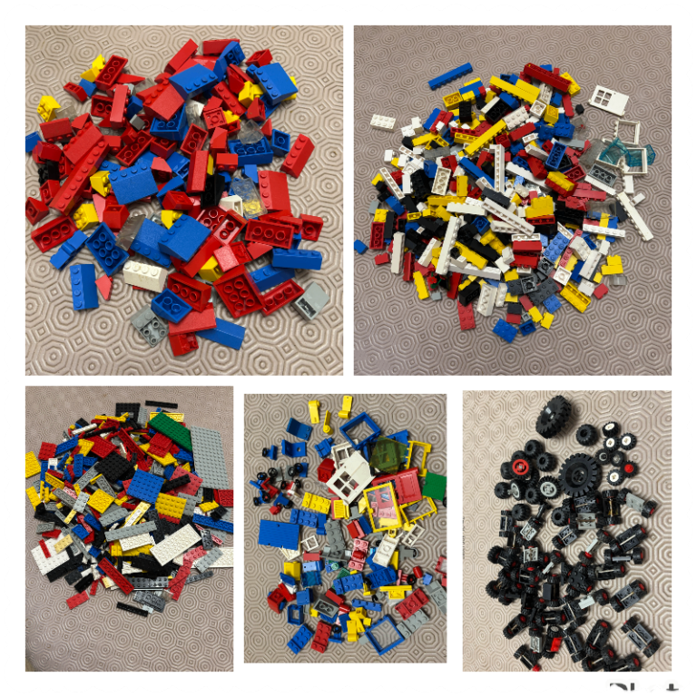 Large Quantity of LEGO Building Blocks with Wheels and Specialty Pieces