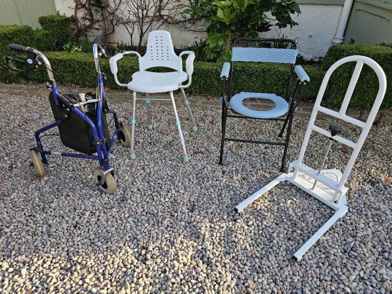 Mobility and Bathroom aids - loo seat and shower seat plus a bed support