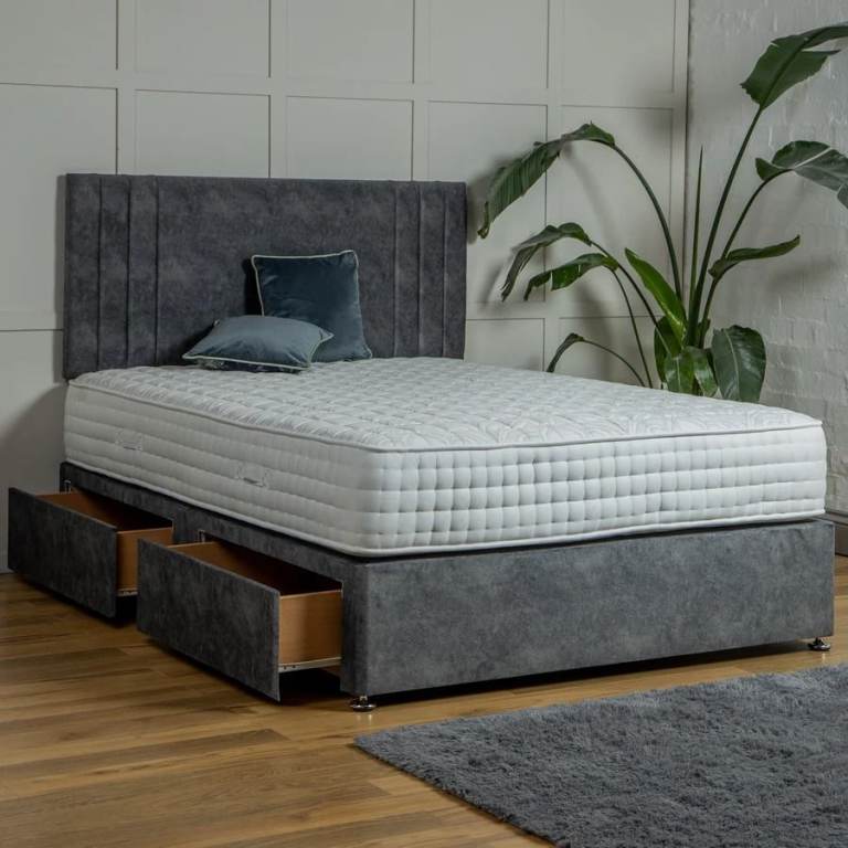Elegant & Modern DIVAN 5FT King Size Bed Base With Storage Drawers + Mattress >Limited 20% Off >>>>