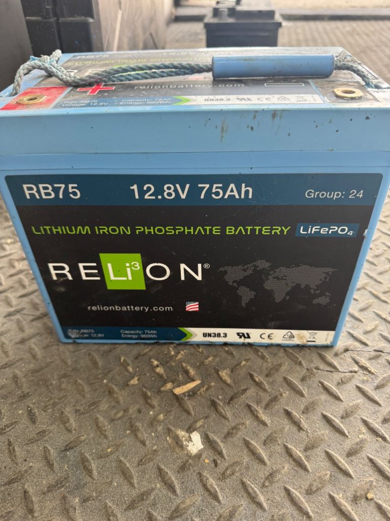 RELION RB75 LITHIUM LEISURE BATTERY 12V 75AH Used as New 