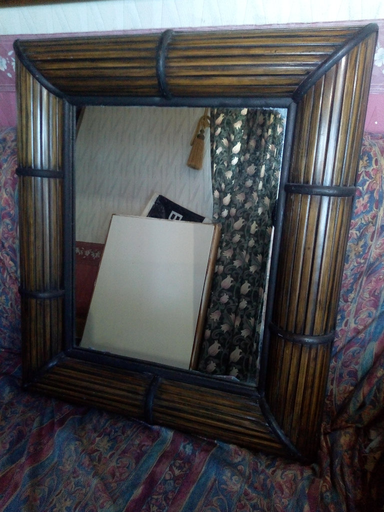 LARGE WALL MIRROR - SPLIT REED / CANE / BAMBOO BOHO STYLE £180