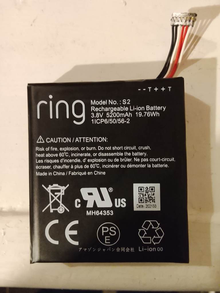  Ring S2 Rechargeable Li-Ion Battery for Ring Devices