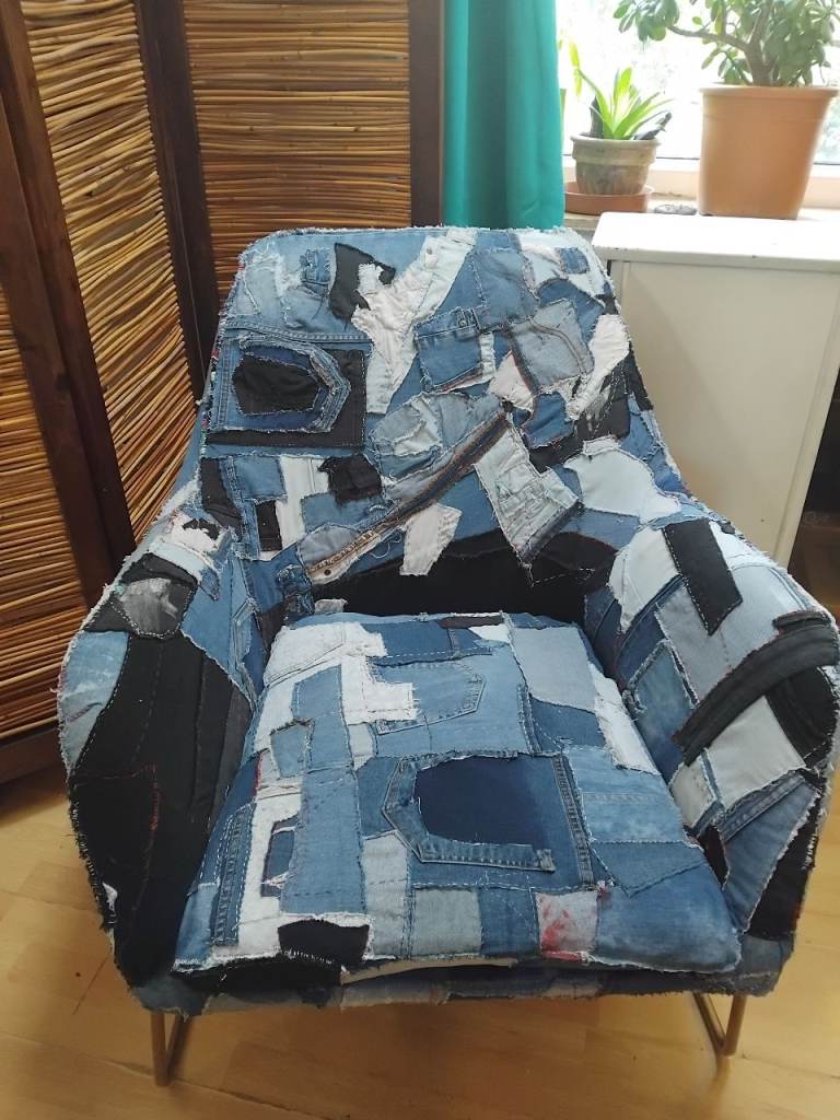 Upcycled Chair / Japanese 'Boro' inspired/ 'Post- Punk' vibe