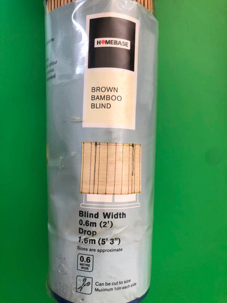HOMEBASE Brown Bamboo Blind – New, 0.6m Width, 1.6m Drop