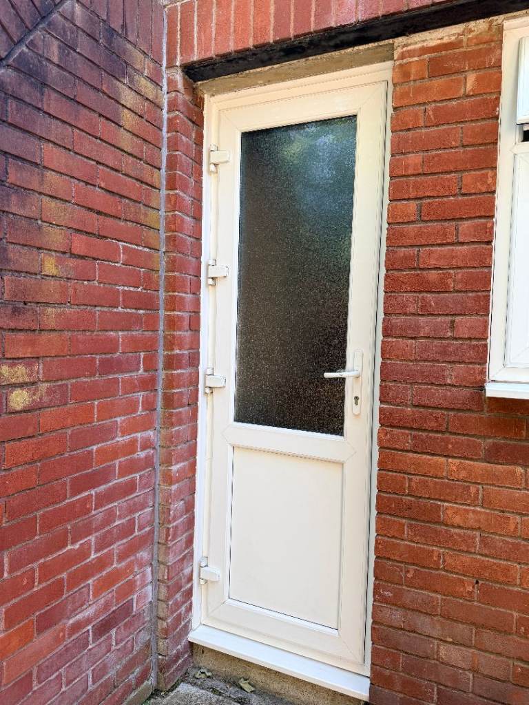 White uPVC Rear Door & Frame - Double Glazed - 780 x 2260mm - £180 ONO