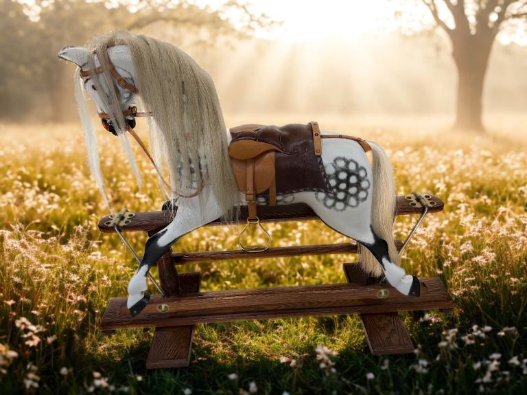 Traditional hand carved rocking horse