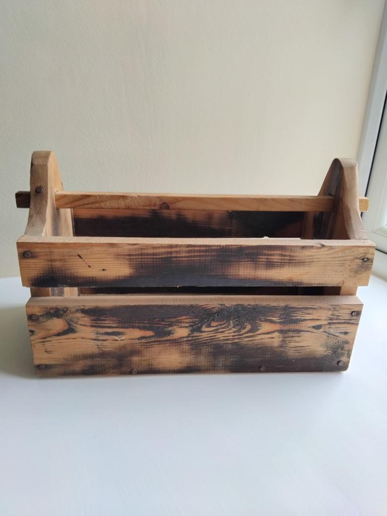 Solid Rustic Handmade Wooden Storage Crate Box Carrier Organiser Vintage Style