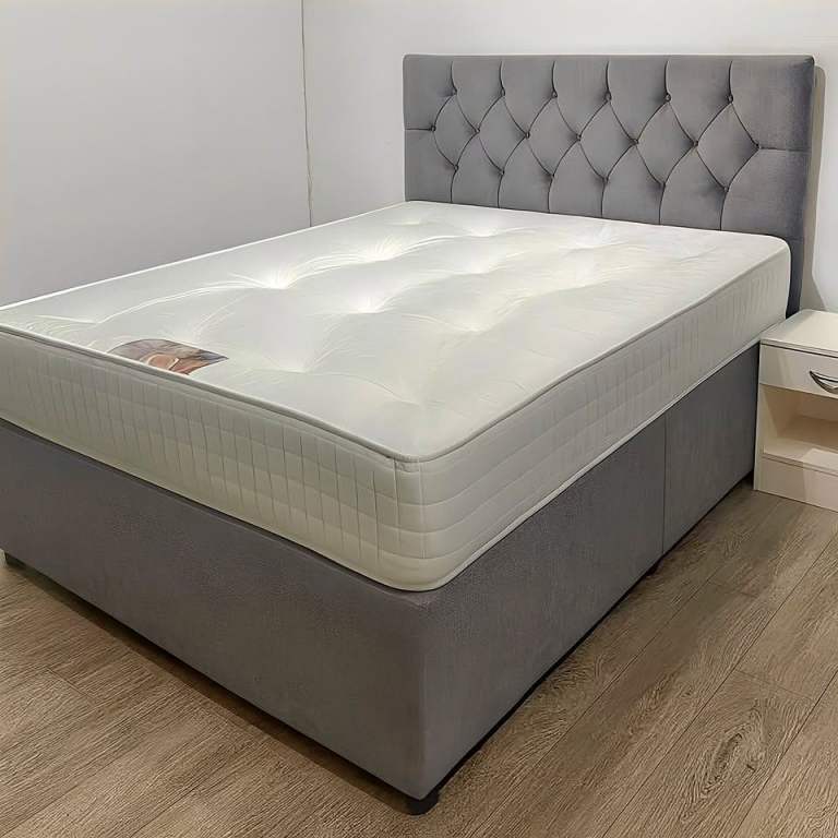 Stylish Divan Double Bed Set – Mattress & Headboard – 20% OFF SALE