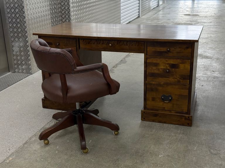 Laura Ashley Garrat 7 drawer desk and matching Franklin mega bed captains chair chetsnut finish 