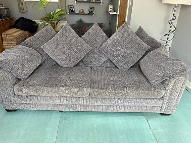 Sofa, swivel arm chair and footstool