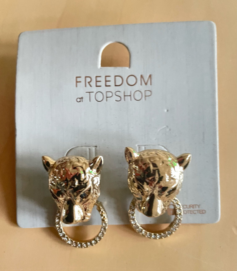 BRAND NEW GOLD HOOP LEOPARD STUD EARRINGS (Hoops Fashion Glamour)