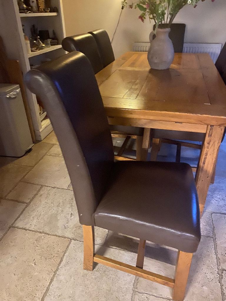 6 Brown Leather dining chairs