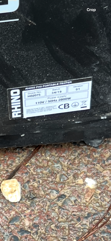 Used Rhino FH3 fan heater