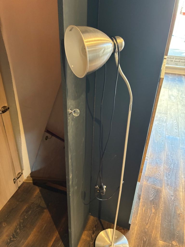 £10 Floor Reading Lamp - Aluminum, Adjustable, 155 cm with Long Cord