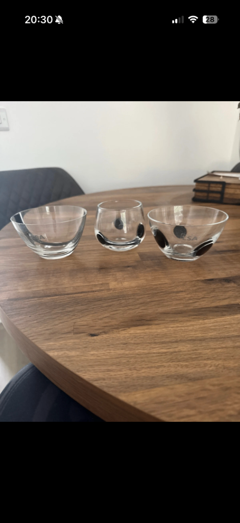 LSA Clear Glass Bowls with Black Details - Set of 3