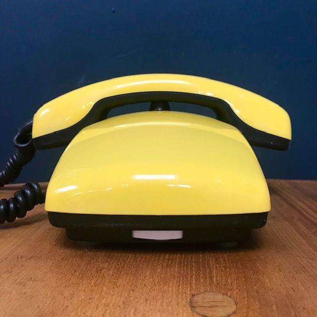 VINTAGE ORIGINAL 1980S TELEPHONE, SPACE AGE HI GLOSS YELLOW, RETRO MID CENTURY, SOVIET ERA SPEKTR
