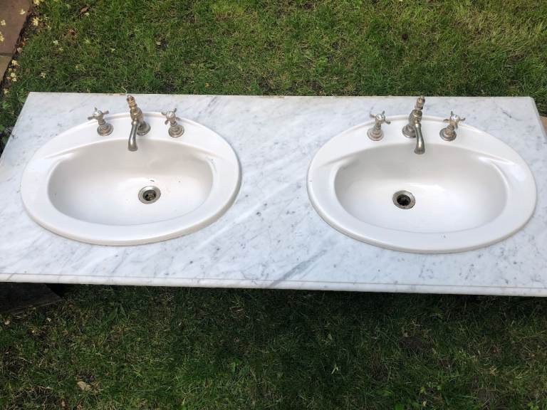 Victorian bathroom basins with beautiful marble surround