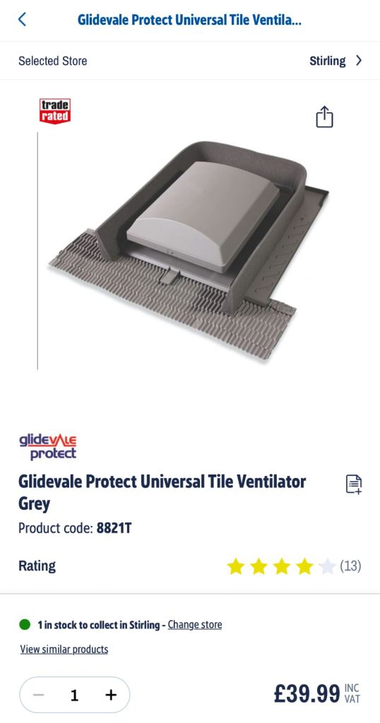 Grey tile vent and connector